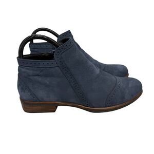 NAOT Women's Sz 37 Nefasi Ankle Boot Navy Blue Zipper Leather Nubuck